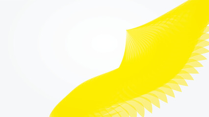 Abstract white background and yellow wing decoration. 