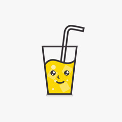 Illustration vector graphic of orange juice glass character
