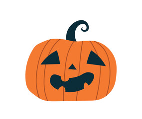Scary pumpkin icon. Halloween social media sticker. Element of clothing to create stylish look for autumn horror international holiday. Graphic elements for website. Cartoon flat vector illustration