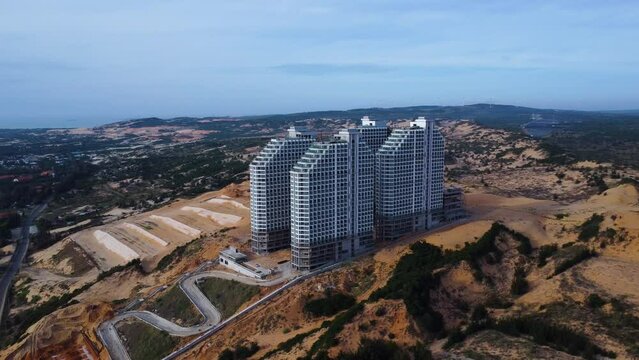 Apec Mandala Wyndham Mui Ne On Sand Dunes, Holiday Apartment Buildings In Phan Thiet, Vietnam. - aerial
