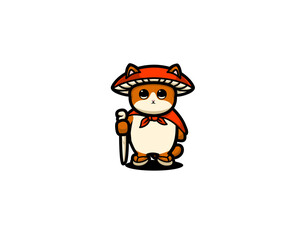 Cat mushroom appearance character illustration