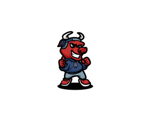 Bull gamer character mascot  illustration