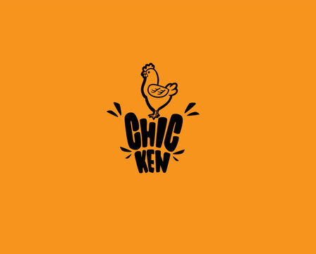 Chicken character and typography illustration
