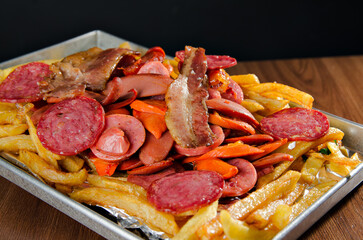 the photograph shows a table with a mix of snacks to eat