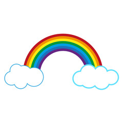 Cartoon rainbow clouds. Vector illustration. stock image.