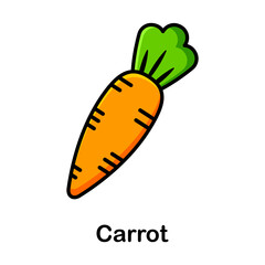 Illustration of a carrot in cartoon style.
