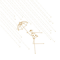 icon　Line Art　Simple Line　アイコン　線画　雨と傘と人