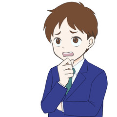 に手を当てて困った顔の男子生徒イラスト