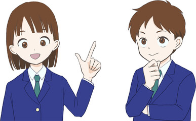 笑顔の男女生徒のイラスト