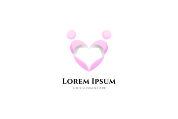 love people caring logo, affection or heart. in simple design concept with pink color gradient