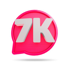 Selo 3D, 7K de seguidores na cor rosa