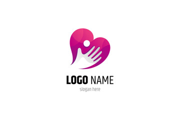 Fototapeta premium love care people logo in simple design style
