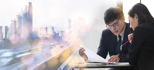 Businessman with world logistics  background or transportation Industry or shipping business