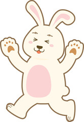 Hailing and rejoicing rabbit (white) 2023