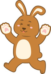 Obraz premium Hailing and rejoicing rabbit (brown) 2023