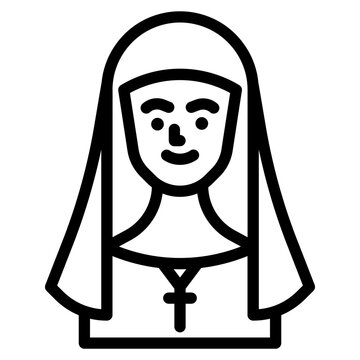 black outline nun portrait clip art preview