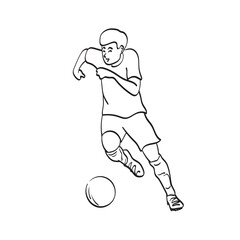 line art male soccer player in action illustration vector hand drawn isolated on white background
