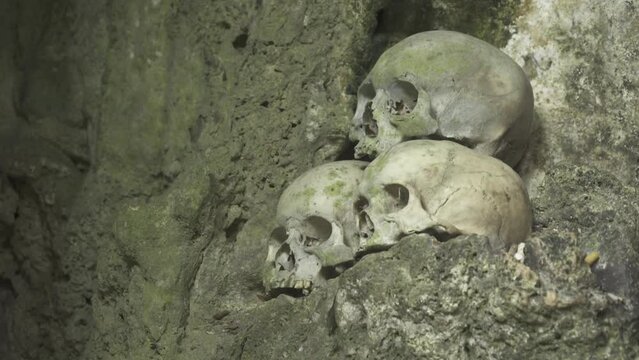 Hanging Tombs Londa Burial Caves Rock Cliff Cemetery Graveyard in Kete Kesu Village Toraja Sulawesi Indonesia