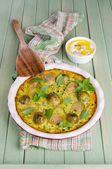 Vegetable casserole in a ceramic dish