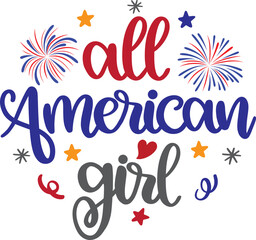 All American Girl Vector, 4th July Vector, America Vector