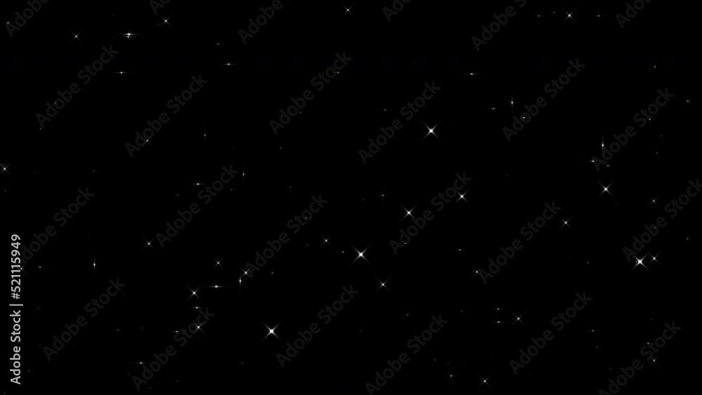Poster loop white dust stars particles motion on black background for project screen overlay.4k 3d looping 