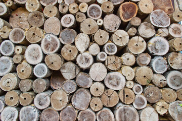 Pile of cut timber background