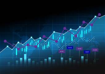 Background image showing statistics, graphs and charts of finance, marketing, investment