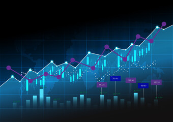 Background image showing statistics, graphs and charts of finance, marketing, investment