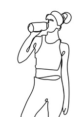 One continuous line drawing, exercise time for yoga