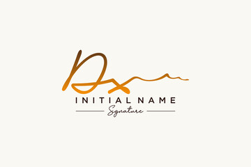 Initial DX signature logo template vector. Hand drawn Calligraphy lettering Vector illustration.