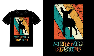 Funny Miniature Pinscher Vintage Retro Sunset Silhouette Gifts Dog Lover Dog Owner Essential T-Shirt
