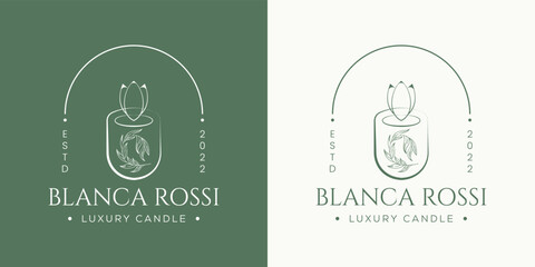 Botanical Floral element Hand Drawn  Simple candle light logo design vector