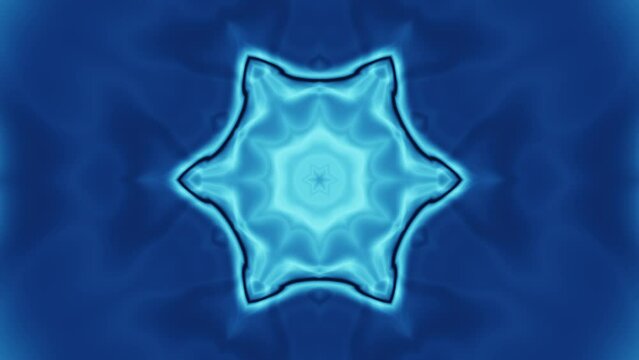 Psychedelic passage of time in calm blue pulsing vibes - seamless looping trippy kaleidoscope corridor background for melodic psychill, time lapse chillout vj music videos.