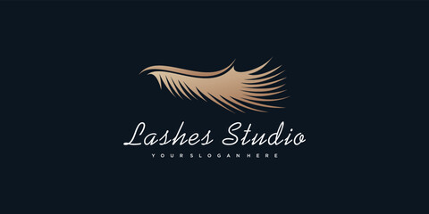 Eyelashes logo design idea with creative style premium vector