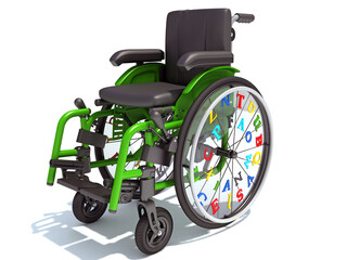 Kids Wheelchair medical equipment 3D rendering on white background