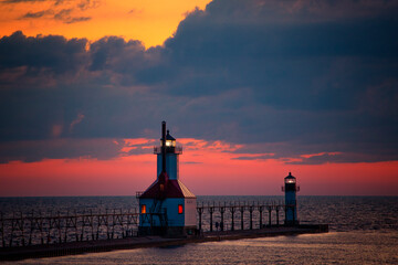 sunset over the lighthouse