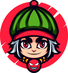 Cute Green hat Adventurer  vector mascot