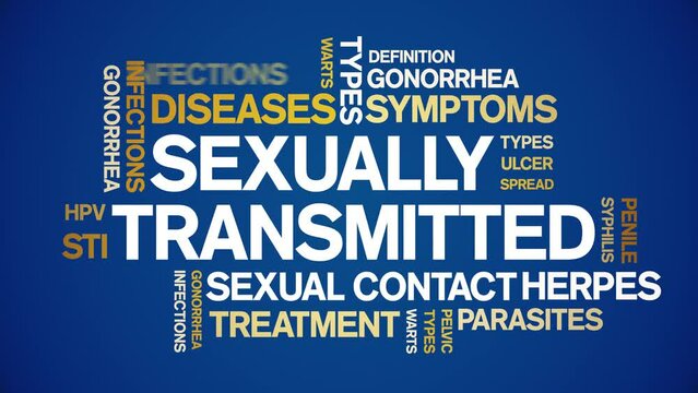 Sexually Transmitted animated tag word cloud;text design animation kinetic typography seamless loop.