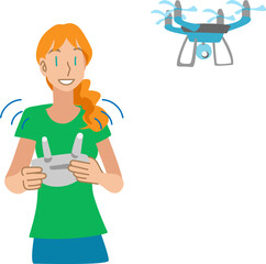 ドローンを操作する白人女性