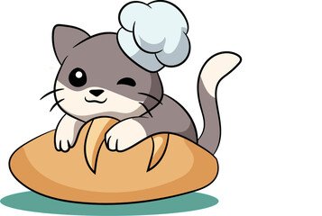 Emotional cat with illustration 