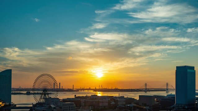 都市の日の出　タイムラプス