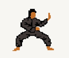 The karate boy pixel art illustration