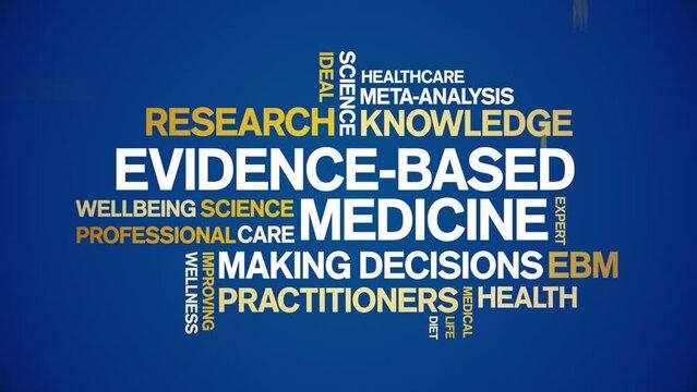 Evidence-Based Medicine animated tag word cloud;text design animation kinetic typography seamless loop.