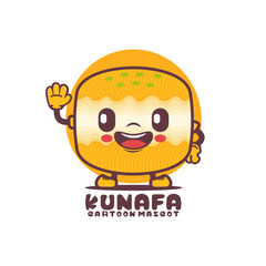 Kunafa cartoon mascot. arabic food vector illustration