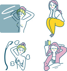 乳房を意識する生活習慣　　イラスト素材
