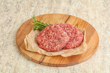 Raw beef burger cutlet for grill
