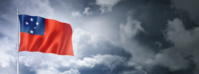 Samoa flag on a cloudy sky