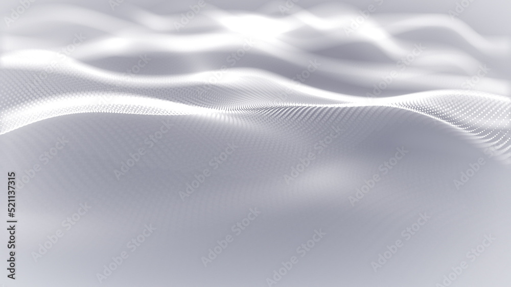 Aufkleber particles white wave cyber technology background loop. abstract seamless animation of mesh glowing d