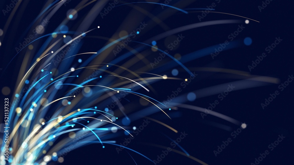 Aufkleber blue high tech field with glow particles lines. hi-tech information flow visualization. the concepts