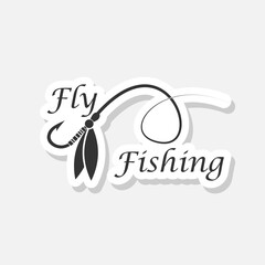 Single hook fishing lure icon sticker